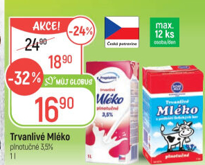 Mléko trvanlivé Pragolaktos - 3,5% plnotučné