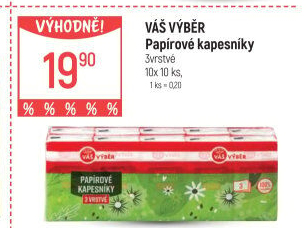 Papírové kapesníčky 3vrstvé Váš Výběr