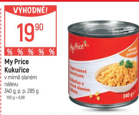 Kukuřice sterilovaná My Price