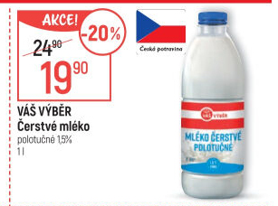 Mléko čerstvé Váš Výběr- 1,5% polotučné