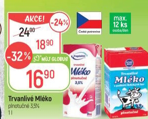 Mléko trvanlivé Pragolaktos - 3,5% plnotučné