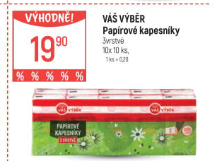 Papírové kapesníčky 3vrstvé Váš Výběr