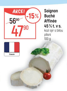 Sýr kozí s bílou plísní Buche affinée 45% Soignon