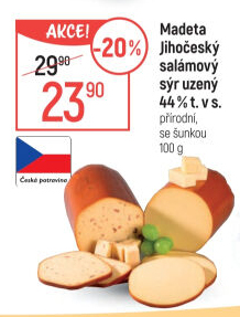 Sýr uzený salámový 44% Jihočeský Madeta