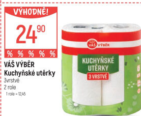 Utěrky kuchyňské 3vrstvé Váš Výběr