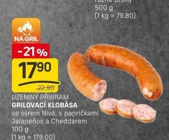 UZENINY PŘÍBRAM GRILOVACÍ KLOBÁSA