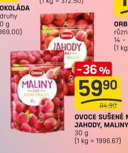 OVOCE SUŠENÉ MRAZEM JAHODY, MALINY