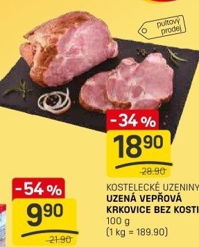 Vepřová krkovice uzená bez kosti Kostelecké uzeniny