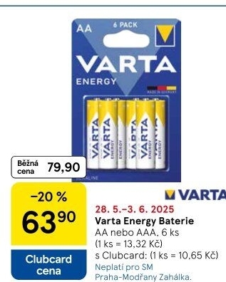 Baterie alkalické Energy Varta