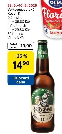 Pivo světlý ležák 11° Medium Velkopopovický Kozel