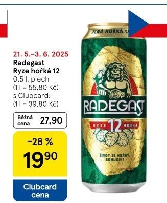 Pivo světlý ležák 12° Ryze hořká Radegast