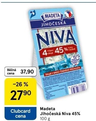 Sýr Niva Jihočeská 45% Madeta