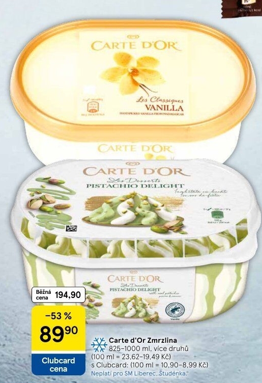 Zmrzlina ve vaničce Carte D'