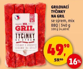 Grilovací tyčinky se sýrem Na gril Penny
