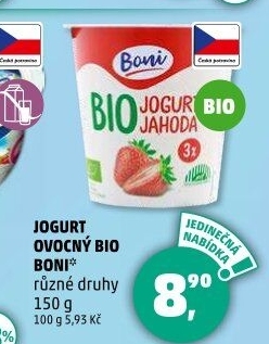 Jogurt ochucený bio Boni