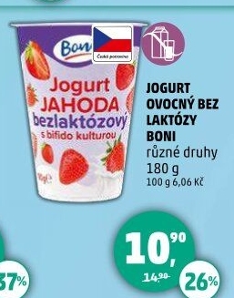 Jogurt ovocný bez laktózy Boni