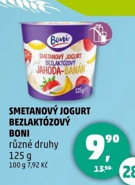 Jogurt smetanový ochucený bez laktózy Boni