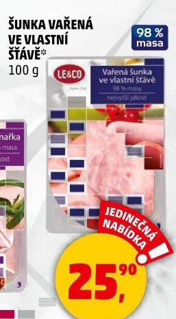 Šunka nejvyšší jakosti vařená ve vlastní šťávě Le &