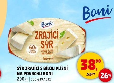 Sýr zrající s bílou plísní na povrchu Boni