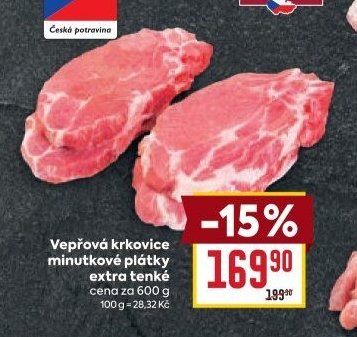Vepřová krkovice minutkové plátky extra tenké