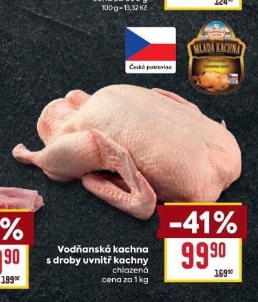Vodňanská kachna s droby uvnitř kachny chlazená