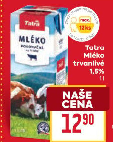 Mléko trvanlivé Tatra - 1,5% polotučné