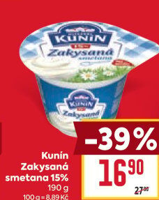 Zakysaná smetana Mlékárna Kunín 15%