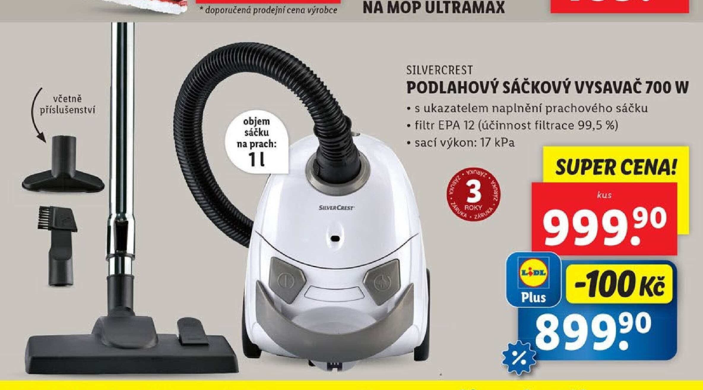 Silvercrest Podlahový sáčkový vysavač 700 W