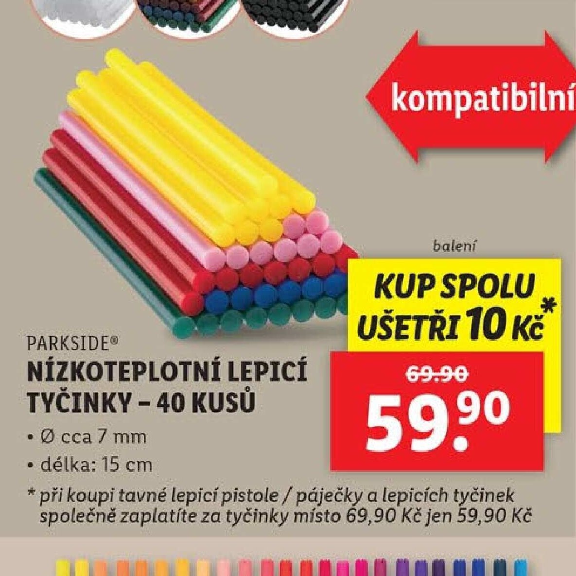 Parkside Nízkoteplotní lepicí tyčinky - 40 kusů
