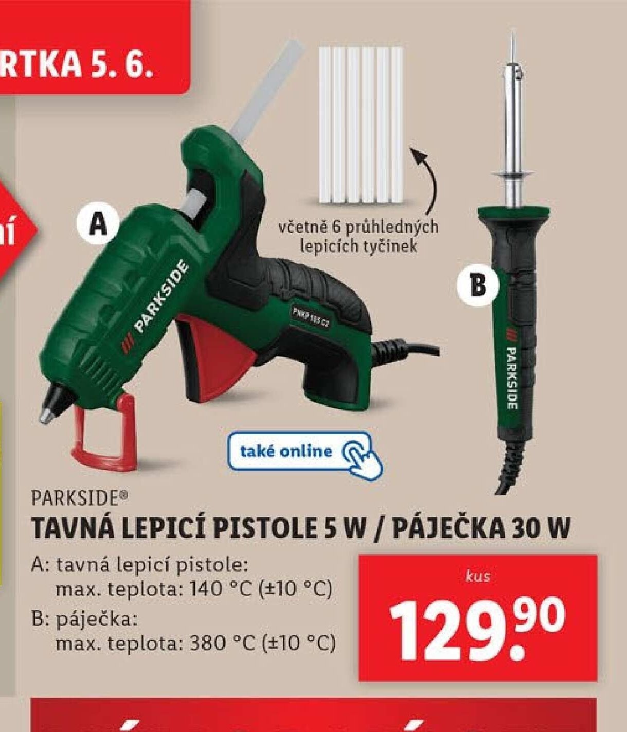 Parkside Tavná lepicí pistole 5 W / Páječka 30 W