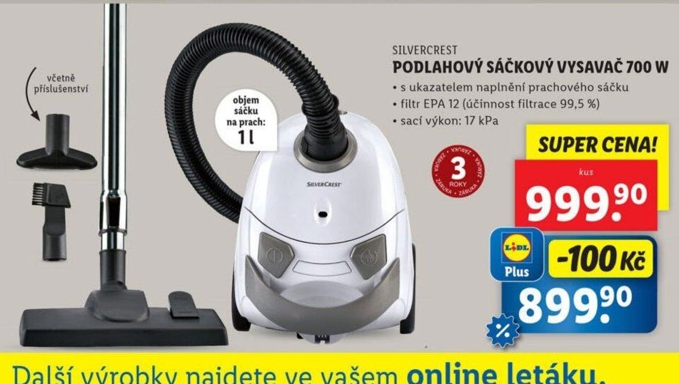 Silvercrest podlahový sáčkový vysavač 700 W