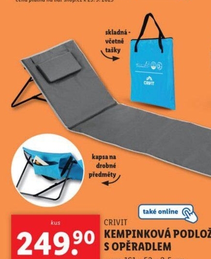 Kempingová podložka s opěradlem Crivit