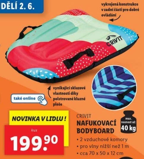 Nafukovací bodyboard Crivit - Lidl akcniletaky.com