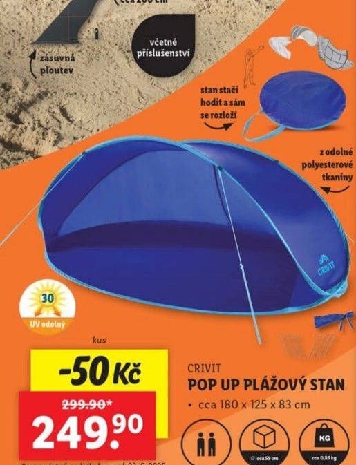 Plážový samorozkládací stan Pop-up Crivit