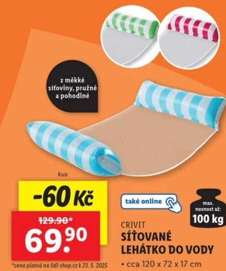 Síťové nafukovací lehátko Crivit