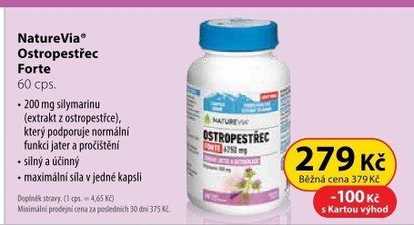 Doplněk stravy Ostropestřec Forte Swiss NatureVia