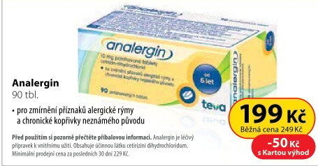 Tablety proti alergii Analergin