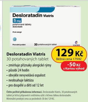 Tablety proti alergii Desloratadin Viatris