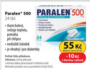 Tablety proti horečce a bolesti 500 Paralen