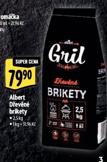Dřevěné brikety Albert Gril