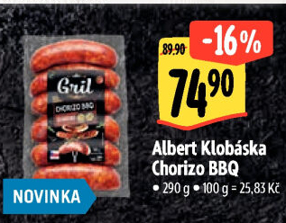 Klobása Chorizo BBQ Albert Gril