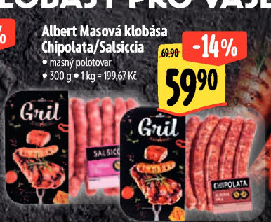 Klobása masová Chipolata Gril Albert