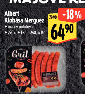 Klobása Merguez Albert Gril