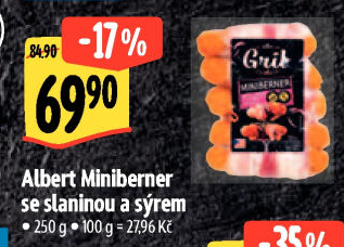 Miniberner se slaninou a sýrem Albert Gril