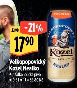 Nealkoholické pivo Velkopopovický Kozel