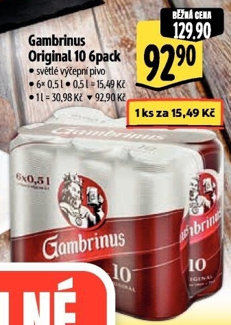 Pivo světlé výčepní Originál 10° Gambrinus
