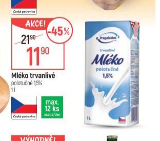 Mléko trvanlivé polotučné 1,5%