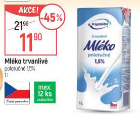 Mléko trvanlivé Pragolaktos- 1,5% polotučné