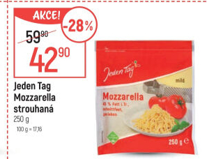 Sýr Mozzarella strouhaná Jeden Tag