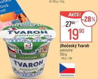 Tvaroh polotučný Jihočeský Madeta